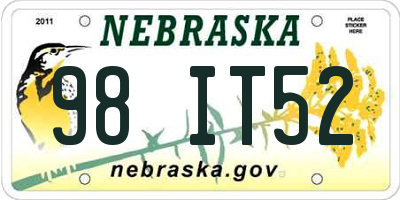 NE license plate 98IT52