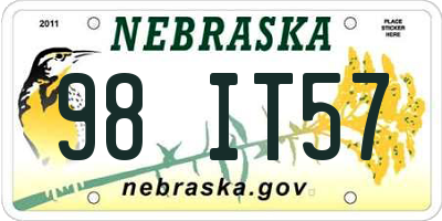 NE license plate 98IT57