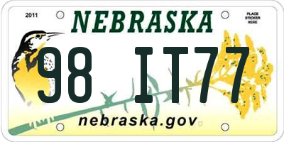 NE license plate 98IT77