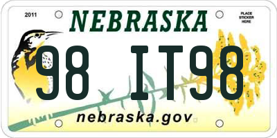 NE license plate 98IT98