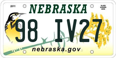 NE license plate 98IV27