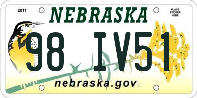 NE license plate 98IV51
