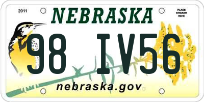 NE license plate 98IV56