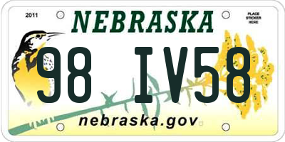 NE license plate 98IV58