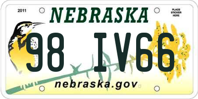 NE license plate 98IV66