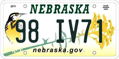 NE license plate 98IV71