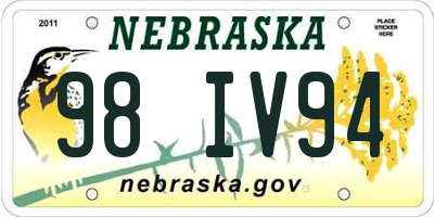 NE license plate 98IV94