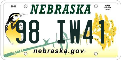 NE license plate 98IW41