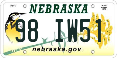 NE license plate 98IW51