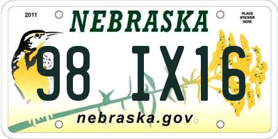 NE license plate 98IX16