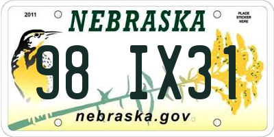 NE license plate 98IX31