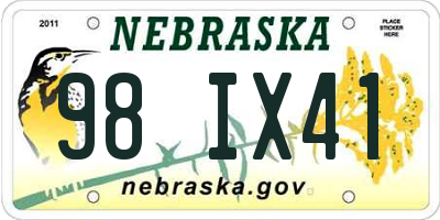 NE license plate 98IX41