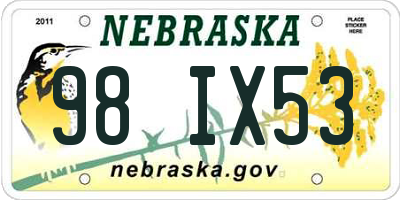 NE license plate 98IX53