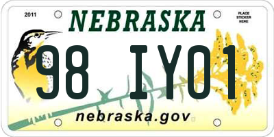 NE license plate 98IY01