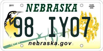 NE license plate 98IY07
