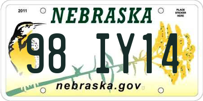NE license plate 98IY14