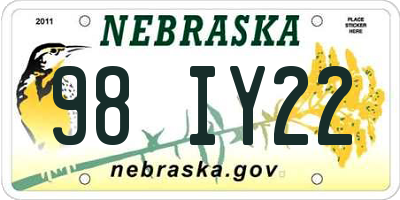 NE license plate 98IY22