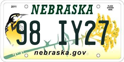 NE license plate 98IY27