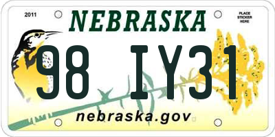 NE license plate 98IY31