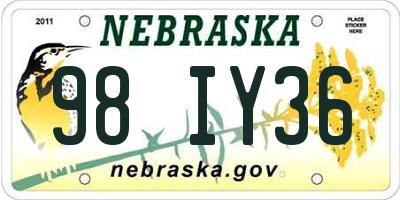 NE license plate 98IY36