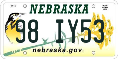 NE license plate 98IY53