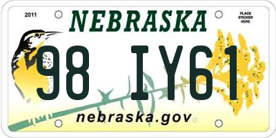 NE license plate 98IY61