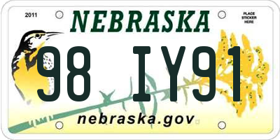 NE license plate 98IY91