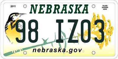 NE license plate 98IZ03