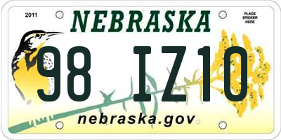 NE license plate 98IZ10
