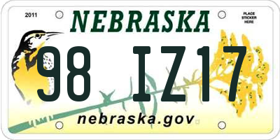 NE license plate 98IZ17