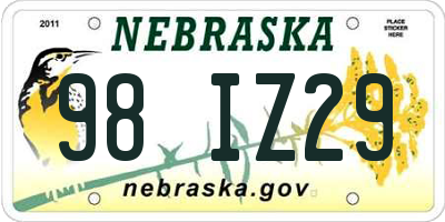 NE license plate 98IZ29