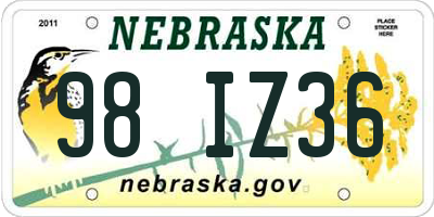 NE license plate 98IZ36