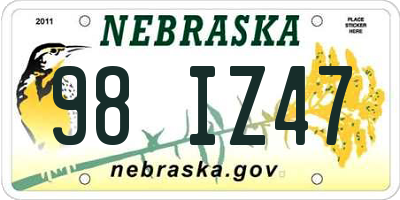 NE license plate 98IZ47