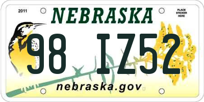 NE license plate 98IZ52