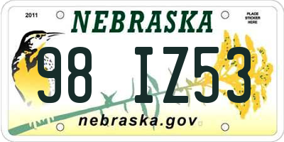NE license plate 98IZ53