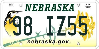 NE license plate 98IZ55