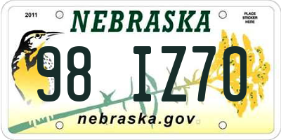 NE license plate 98IZ70