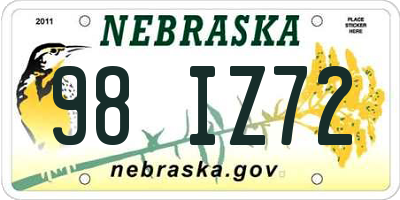 NE license plate 98IZ72
