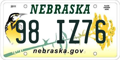 NE license plate 98IZ76