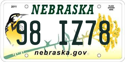 NE license plate 98IZ78