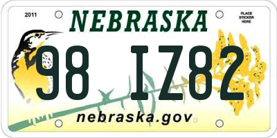 NE license plate 98IZ82