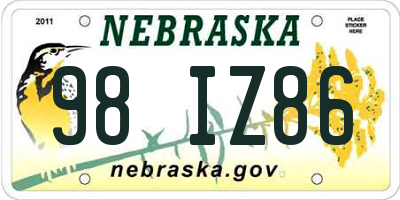 NE license plate 98IZ86