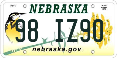 NE license plate 98IZ90