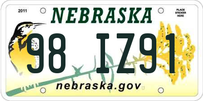 NE license plate 98IZ91