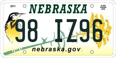 NE license plate 98IZ96