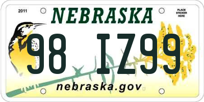 NE license plate 98IZ99