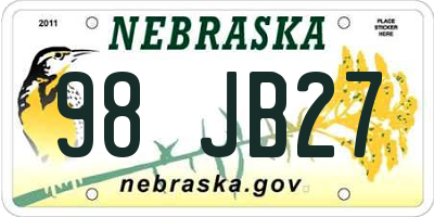 NE license plate 98JB27
