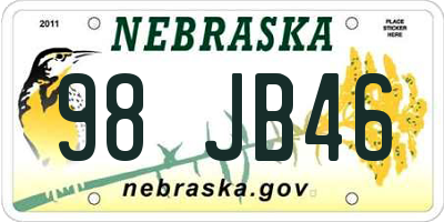 NE license plate 98JB46