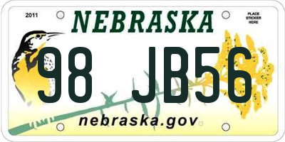 NE license plate 98JB56
