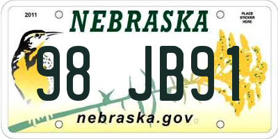 NE license plate 98JB91